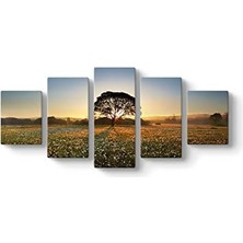 Kır Çiçekleri Ağaç Tablosu 127 x 56-5 Parçalı