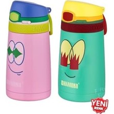 2li Set Pipetli Çelik Termos 350ML -6 Saat Isı Yalıtımı-