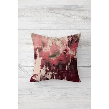 Pelangi Batik Renk Geçişli Çift Tarafı Baskılı Gizli Fermuarlı Yastık Kılıfı Kırlent Koltuk Yastık Kılıfı, Pudra-Bordo 45 x 45
