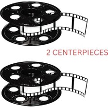 2 Parça Ödül Gece Film Makarası Film Şeridi ile Orta Parça Kırmızı Halı Hollywood Parti Dekorasyonları, 9" ve 15", Siyah/beyaz