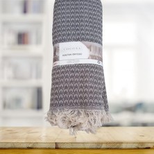 Koltuk Örtüsü Natural Pamuklu Koltuk Şalı Çekyat Örtüsü 170X210 (Lacivert-Krem)