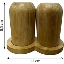 Bambu Ahşap Tuzluk ve Karabiberlik Seti - 2'li Standlı Modern Baharatlık Takımı - Dekoratif Ahşap Mutfak Gereçleri ve Sofra Aksesuarları