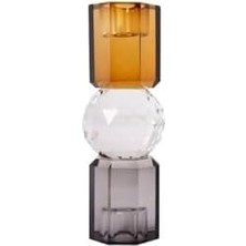 Kristal Mum Tutucu, Kahverengi, Şeffaf, Füme 16,5x6 cm