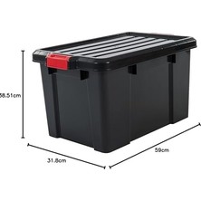 3'lü Set Saklama Kutuları 'power Box', SK-450, Geçmeli Kilitli, Plastik, Siyah, 50 L, 59 x 38,5 x 32 cm