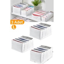 3 Adet - Large 8 Gözlü Çekmece Içi Düzenleyici Organizer 27 x 35 x 17 Gri