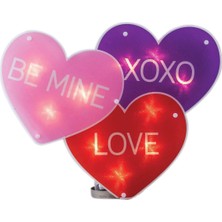 16 Işıklı Sevgililer Günü Kalp - Be Mine Xoxo Aşk Pencere Parıltılı Dekorasyon