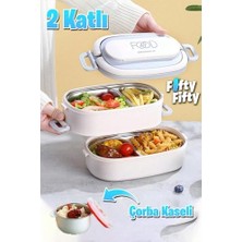 1140 ml 2 Kat Paslanmaz Çelik Çorba Kaseli Bento Lunch Box Yeni Nesil Sefer Tası -FFLBOX10403