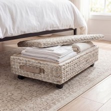 Happimess BSK1006C Chett Minimalist El Dokuma Sümbül/ahşap Yatak Altı Saklama Kutusu, Banyo, Yatak Odası, Dolap, Giriş Yolu, Misafir Odası, Beyaz Yıkama