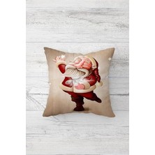 Pelangi Baba Yılbaşı Temalı Çift Tarafı Baskı Gizli Fermuar Yastık Kılıfı Kırlent Koltuk Yastık Kılıfı, Bej-Bordo 45 x 45, 24691173745451