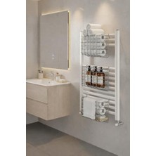 Petek Üstü Çok Amaçlı Banyo Rafı – Metal Havluluk & Düzenleyici Sepet 1 Adet Krom, Krom