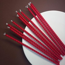 Mum (10 Adet Kırmızı) 24CM Dilek Mumu Doğal Petek Ince Uzun Parti Nişan Ritüel Parti Kutlama Mumu Beeswax Candle Yogo (Kırmızı)