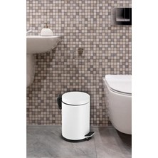 Empressco Görseç Banyo Tuvalet Balkon Mutfak, Beyaz Renkli Pedallı Metal Çöp Kovası 3 Litre - Fiyatı, Yorumları