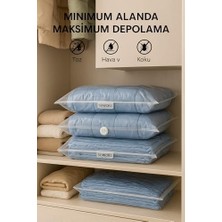 Vakumlu Hurç Poşet 80X100 cm –%75 Yer Tasarrufu, Dayanıklı Kilitli Depolama Torbası, Battaniye Yorgan Kıyafet Saklama Çantası