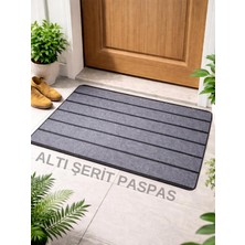 Beylini Şerit Desenli Kapı Önü Paspası Kaymaz Taban Dayanıklı Su Geçirmez Emici Nem Toz Uv Dayanıklı 45X70CM (Gri)