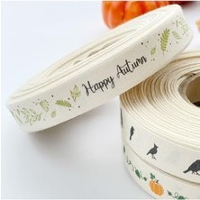 Pamuk Şerit, Happy Autumn, 1.5 cm 2 Metre Natürel