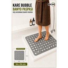 MAİN SHOP Kare Vantuzlu Banyo ve Duşa Kabin , Küvet Içi Kaydırmaz Vantuzlu Banyo Paspası Antrasit 54x54 cm M-149
