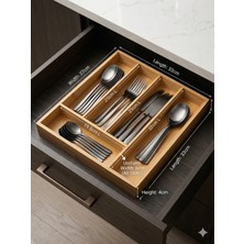 Plastora Home Bambu Çekmece Içi Kaşıklık Bölmeli Çekmece Düzenleyici Kaşıklık Organizer
