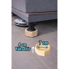 idekor Robot Süpürge İçin Doğal Ahşap Koltuk Baza Yükseltici ”4 cm Yükseltir, Çap 7 | Oyuklu Takoz (1 Adet)