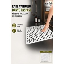 MAİN SHOP Kare Vantuzlu Banyo ve Duş Kaydırmazı, Küvet Içi Duşakabin Kaydırmaz Banyo Paspası 54X54CM M-149