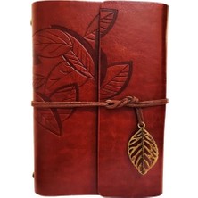 Svoria Store Mey Ithalat® Yaprak Desenli Kahverengi Deri Defter