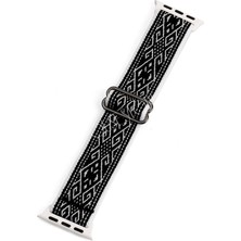 Quse Apple Watch Series 10/11 42MM & 41MM-40MM-38MM Uyumlu Dokuma Kumaş Kordon, Etnik Kilim Motifi