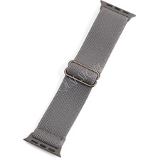 Quse Apple Watch 46MM-45MM-44MM & Series 1/3 42MM ile Uyumlu Dokuma Kumaş Kordon, Gri