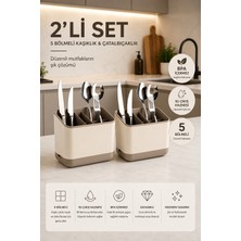 Stile Cucina 2'li Pratik Bölmeli Tezgah Üstü Kaşık Çatal Bıçak Kurutmalık
