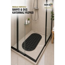 MAİN SHOP Main Shop Masajlı Silikon Banyo Paspası Vantuzlu Banyo ve Duş Kaydırmazı Siyah Renk 37x69 cm M-142