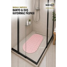 MAİN SHOP Masajlı Silikon Banyo Paspası Vantuzlu Banyo ve Duş Kaydırmazı Pembe Renk M-142