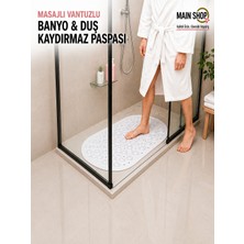 MAİN SHOP 1 Adet Beyaz Duşa Kabin Banyo & Duş Kaydırmazı & Küvet Paspası Vantuzlu Yapışır Oval Masajlı 37 x 69 cm M-142