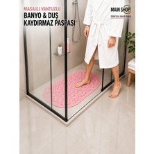 MAİN SHOP Masajlı Silikon Banyo Paspası Vantuzlu Banyo ve Duş Kaydırmazı Pembe Renk M-142