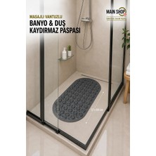 MAİN SHOP Masajlı Silikon Banyo Paspası Vantuzlu Banyo ve Duş Kaydırmazı Gri Renk 37x69 cm M-142