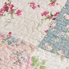 Skygo Abbi 5 Parça Bahçe Çiçekli YIKANMIŞ%100 Pamuk Ters Çevrilebilir Yama Işi Yorgan Seti (Daybed Boyutu)