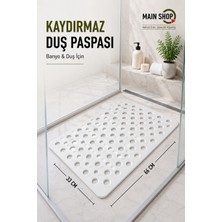 MAİN SHOP Vantuzlu Banyo ve Duşa Kabin Dikdörtgen, Küvet Içi Kaydırmaz Banyo Paspası Beyaz M-141