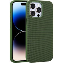 iPhone Uyumlu 14 Pro Max Kılıf M-Safe Şarj Özellikli Kumaş Tasarımlı Zore Miami Sert Pc Kapak-Yeşil