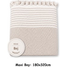 Mandaş Tekstil Pamuklu Kaymaz Hasır Dokuma Maxi Boy Kolları Örten Koltuk Örtüsü (180X310) - Bej