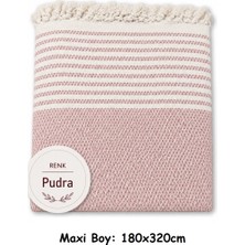 Mandaş Tekstil Pamuklu Kaymaz Hasır Dokuma Maxi Boy Kolları Örten Koltuk Örtüsü (180X310) - Pudra