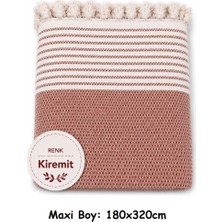 Mandaş Tekstil Pamuklu Kaymaz Hasır Dokuma Maxi Boy Kolları Örten Koltuk Örtüsü (180X310) - Kiremit