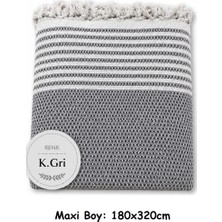 Mandaş Tekstil Pamuklu Kaymaz Hasır Dokuma Maxi Boy Kolları Örten Koltuk Örtüsü (180X310) - Koyu Gri