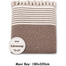 Mandaş Tekstil Pamuklu Kaymaz Hasır Dokuma Maxi Boy Kolları Örten Koltuk Örtüsü (180X310) - Kahverengi