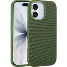 iPhone Uyumlu 16 Kılıf M-Safe Şarj Özellikli Kumaş Tasarımlı Zore Miami Sert Pc Kapak-Yeşil