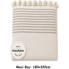 Mandaş Tekstil Pamuklu Kaymaz Hasır Dokuma Maxi Boy Kolları Örten Koltuk Örtüsü (180X310) - Kreme Kahve