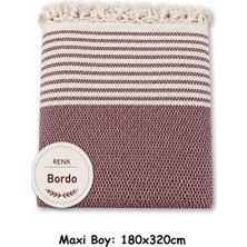 Mandaş Tekstil Pamuklu Kaymaz Hasır Dokuma Maxi Boy Kolları Örten Koltuk Örtüsü (180X310) - Bordo