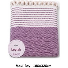 Mandaş Tekstil Pamuklu Kaymaz Hasır Dokuma Maxi Boy Kolları Örten Koltuk Örtüsü (180X310) - Leylak