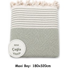 Mandaş Tekstil Pamuklu Kaymaz Hasır Dokuma Maxi Boy Kolları Örten Koltuk Örtüsü (180X310) - Çağla