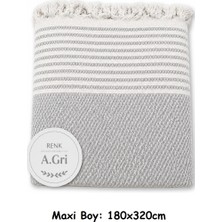 Mandaş Tekstil Pamuklu Kaymaz Hasır Dokuma Maxi Boy Kolları Örten Koltuk Örtüsü (180X310) - Açık Gri