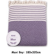 Mandaş Tekstil Pamuklu Kaymaz Hasır Dokuma Maxi Boy Kolları Örten Koltuk Örtüsü (180X310) - Mor