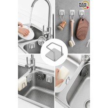MAİN SHOP 6 Adet Gümüş Musluk Yanı Sünger Askılığı Evye Banyo Mutfak Düzenleyici M- Sng1