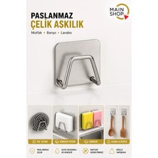 MAİN SHOP 6 Adet Yapışkanlı Gümüş Paslanmaz Çelik Sünger Tutucu Çok Amaçlı Askı M- Sng1