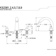 KS2364 Naples Roman Tub Filler, Parlatılmış Krom ve Parlatılmış Pirinç By